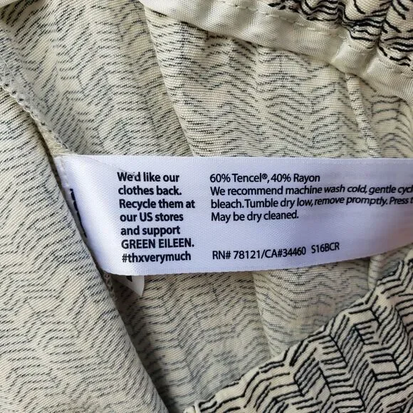 Eileen Fisher Women Creme Black Tencel Viscose Wide Leg Crop Pants Sz M
